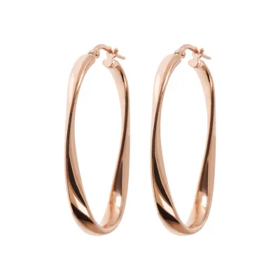 Bronzallure WSBZ01877.R Golden Rose 18Kt Plated Polished Twisted Hoop Earrings