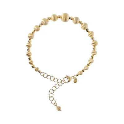 Etrusca WSET00430.YG 18Kt Gold Plated Satin/Shiny Bead Bracelet