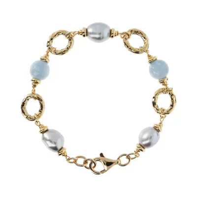 Etrusca WSET00472.LAQ 18Kt Gold Bracelet – Light Aquamarine Jade Qtz