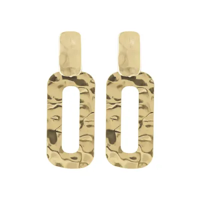 Etrusca WSET00594.YG 18Kt Gold Plated Rectangular Dangle Earrings