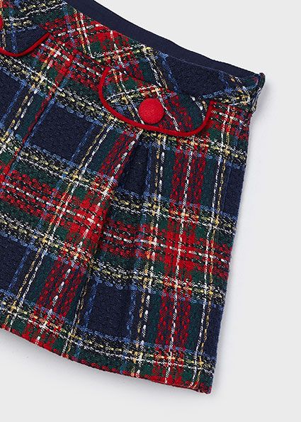 Mayoral 4217 Girl's Plaid Wool Shorts/ MARINO- GUI