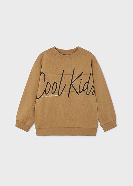 Mayoral 4449 Boy's Long Sleeve "Cool Kids" Pullover Sweater – Toffee