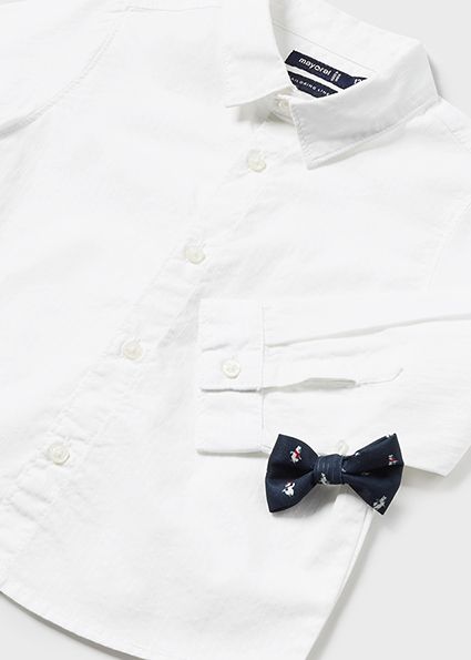 Mayoral 2189 Baby Boy's Long Sleeve Dress Shirt & Bow Tie Set 2PC – Blanco