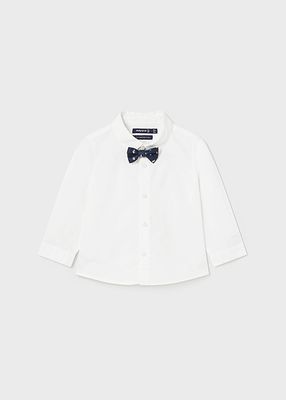 Mayoral 2189 Baby Boy's Long Sleeve Dress Shirt & Bow Tie Set 2PC – Blanco
