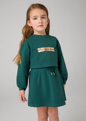 Mayoral 4927 Girl's Long Sleeve "Follow Your Heart" Sweater & Dress Set 2PC – Botella