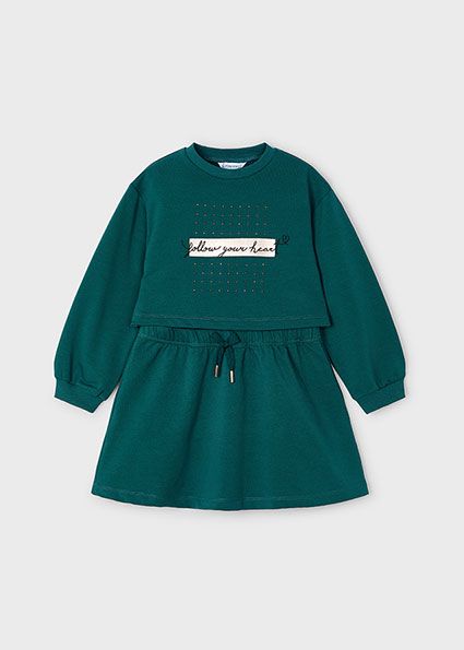 Mayoral 4927 Girl's Long Sleeve "Follow Your Heart" Sweater & Dress Set 2PC – Botella