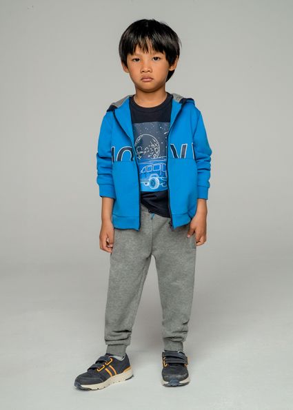 Mayoral 907 Boy's LS Zip Hoodie & 2 Joggers Set 3PC/ CERULEO