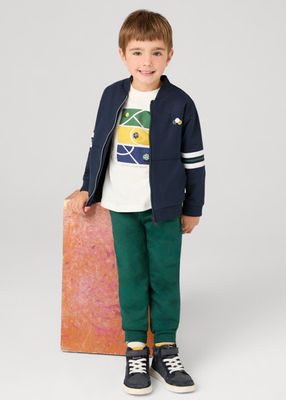 Mayoral 4880 Boy's LS T-Shirt, Zip Sweatshirt & Joggers Set 3PC/ MARINO