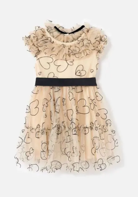 Abel & Lula 5540 Girl's Cap Slv Hearts Tulle Dress w/ Belt 2PC/