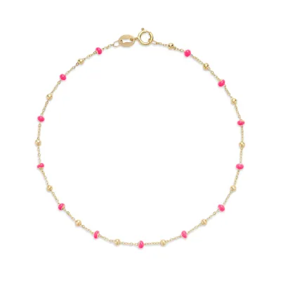 Miss Mimi 07-453888-02/PK Women's 14KT Gold Enamel Bracelet – Pink