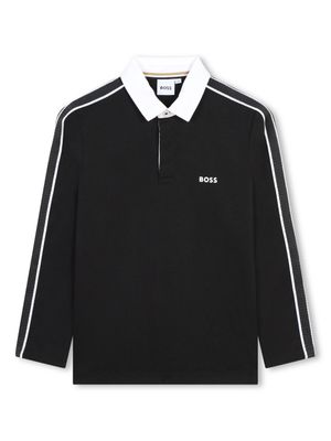 Boss J51168 Boy's Mini Me Long Sleeve White Collar Polo