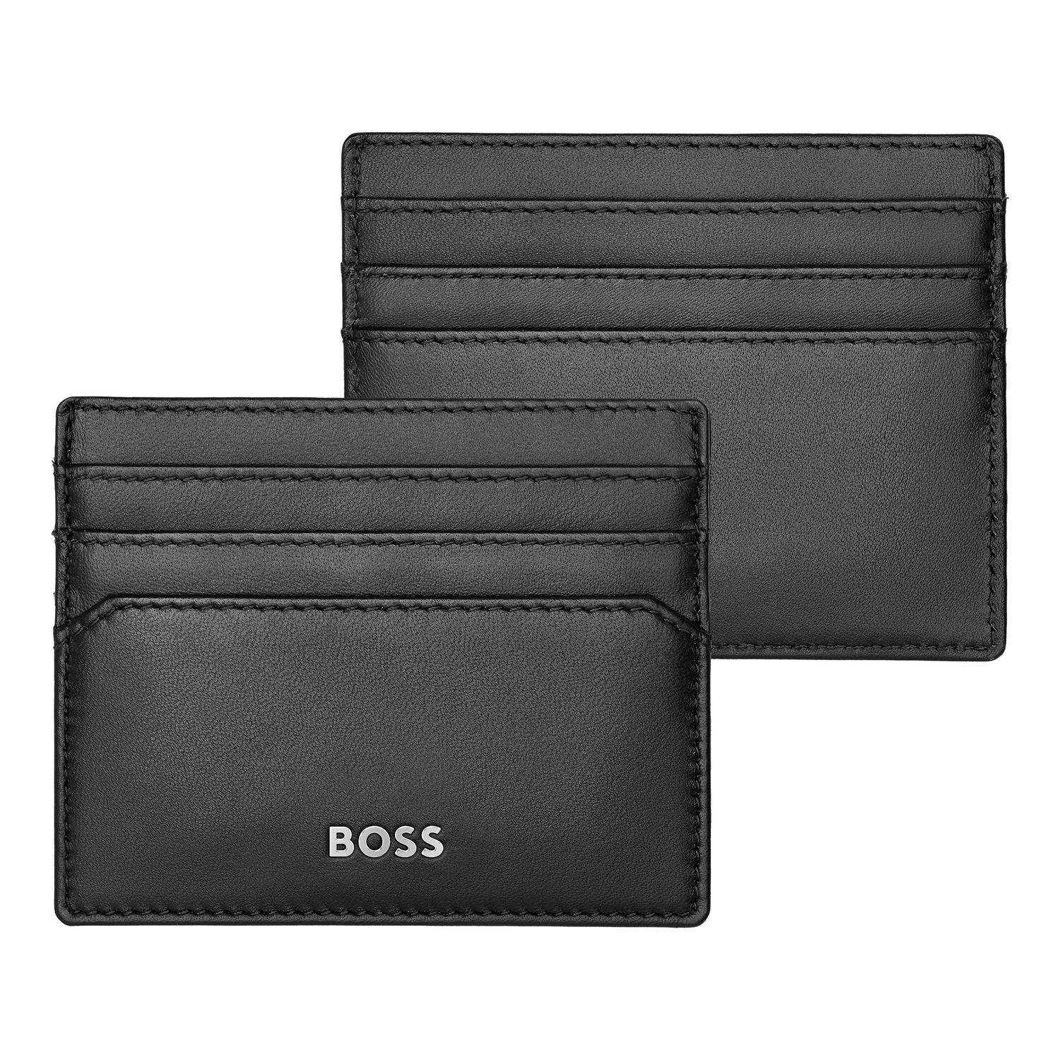 Boss HPBC367B lack Leather Cardholder & Silver Pen Set