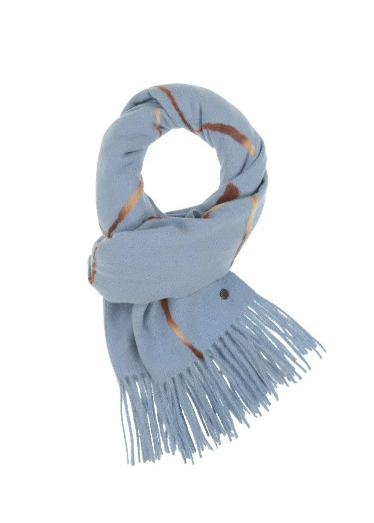 FRAAS 623532 Women’s OS Needle Punch Grid Wrap Scarf – Cashmere Blue