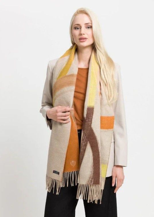 FRAAS 620003 Women’s OS Ribbons Cashmink Scarf – Soft Beige