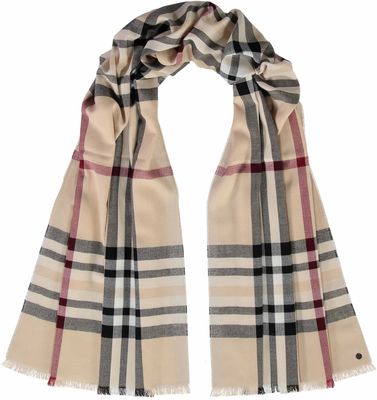 FRAAS 631114 Women’s OS Plaid Lightweight Wrap Scarf – Beige