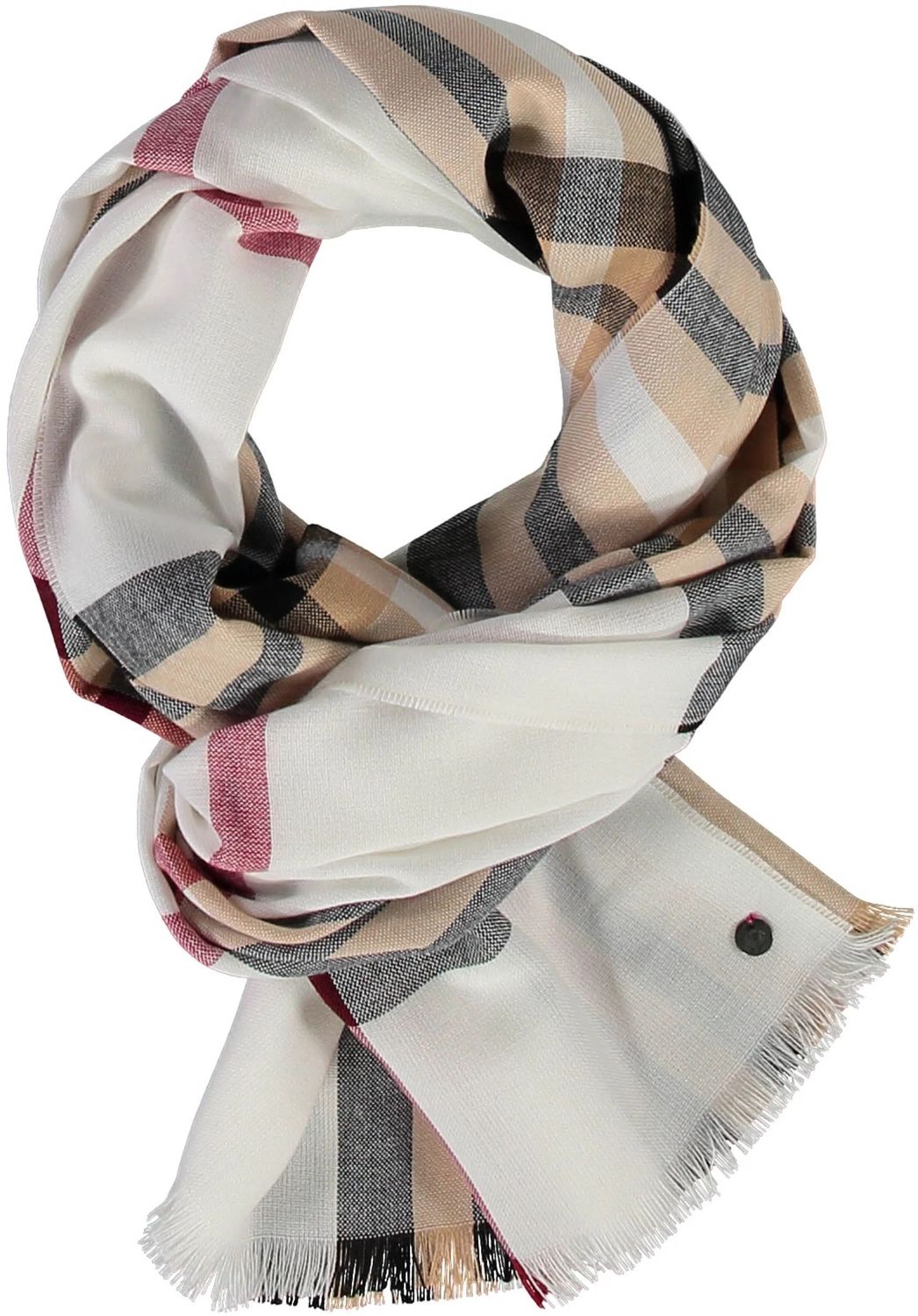 FRAAS 631114 Women’s OS Plaid Lightweight Wrap Scarf – Off White