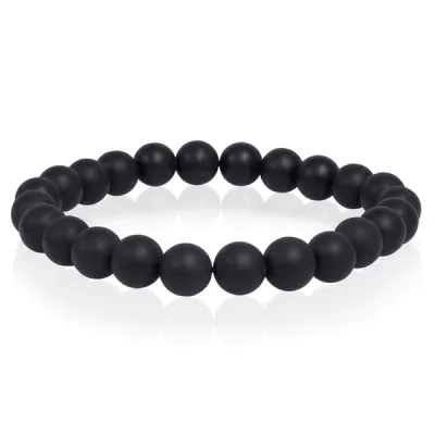 Italgem BB-3-M Men's 8MM Matte Black Onyx Bead Bracelet