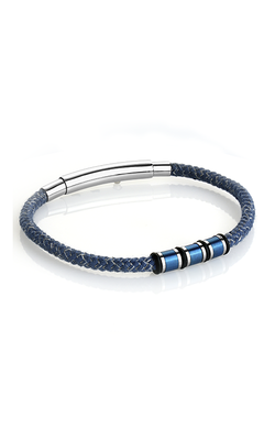 Italgem SCB87 Men's S.Steel Blue-IP Denim Cord Adjustable Bracelet