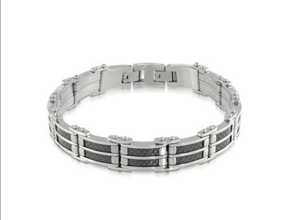 Italgem SMB59 Men's S.Steel Carbon Fibre 8+0.5" Bracelet