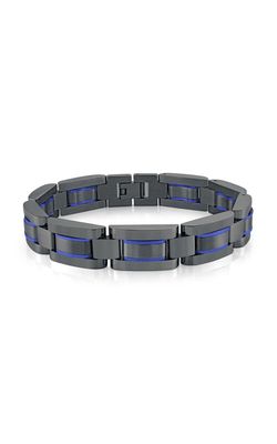 Italgem SMB610 Men's Black-Blue-IP S.Steel Brushed Polished 8+0.5" Link Bracelet