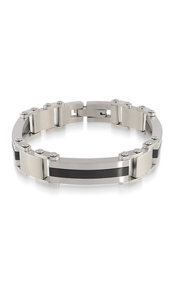 Italgem SMB68 men’s steel black centre and silver surrounding link bracelet
