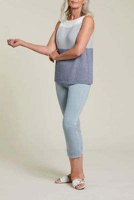 Tribal 4935O-2020W-2931 Women's Pull On Kick Flare Capri Pant – Pearl Blue