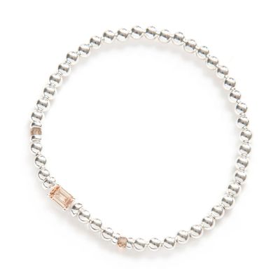 Beblue BBCONT-HT-C Silver Be Contemorary Bead & Champagne CZ Bracelet - Haute Joy