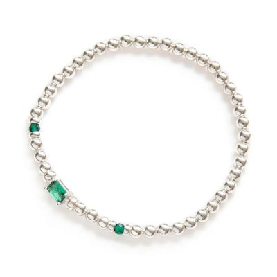 Beblue BBCONT-HT-V Silver Be Contemorary Bead & Green CZ Bracelet - Haute Joy