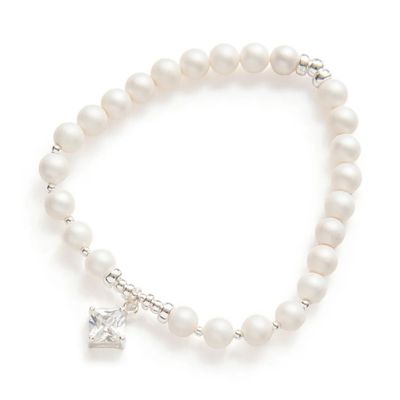 Beblue BBROYAL-HT-CZ Silver Be Royal MOP Bead & White CZ Charm Bracelet - Haute Joy