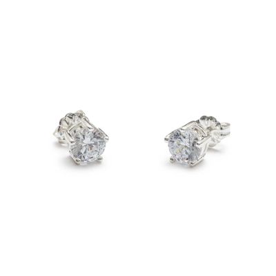 Beblue BO1596-SLV-CZ Silver & White CZ Stud Earrings - Haute Joy