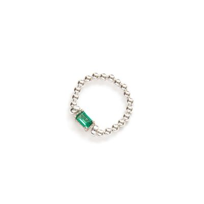 Beblue BRESTY-HT-V Silver Be In Style Bead & Green CZ Elastic Ring - Haute Joy