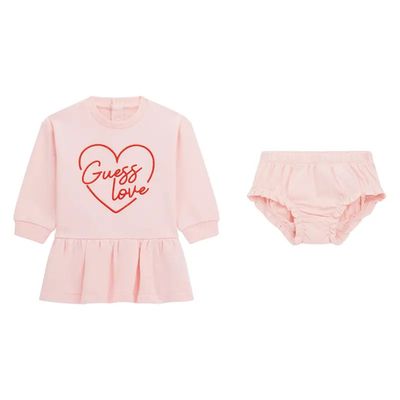 Guess A4YK02KA6R4 Baby Girl's Long Sleeve Dress & Panty Set 2PC – Ballet Pink