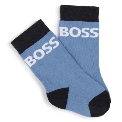 BOSS J51601 Baby Boy's Logo Crew Socks 3PR/ NAVY