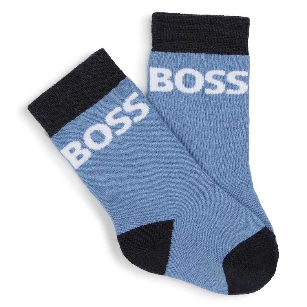 BOSS J51601 Baby Boy's Logo Crew Socks 3PR – Navy