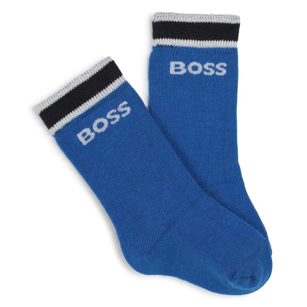 BOSS J51601 Baby Boy's Logo Crew Socks 3PR – Navy