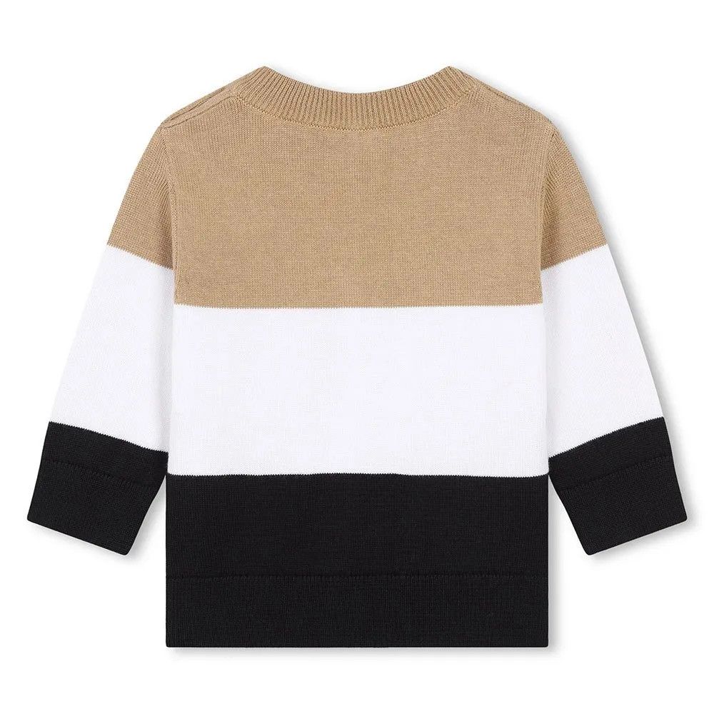 BOSS J51288/J51275 Boy's Long Sleeve Colorblock Sweater & Cargo Pants Set 2PC – Brown- Black