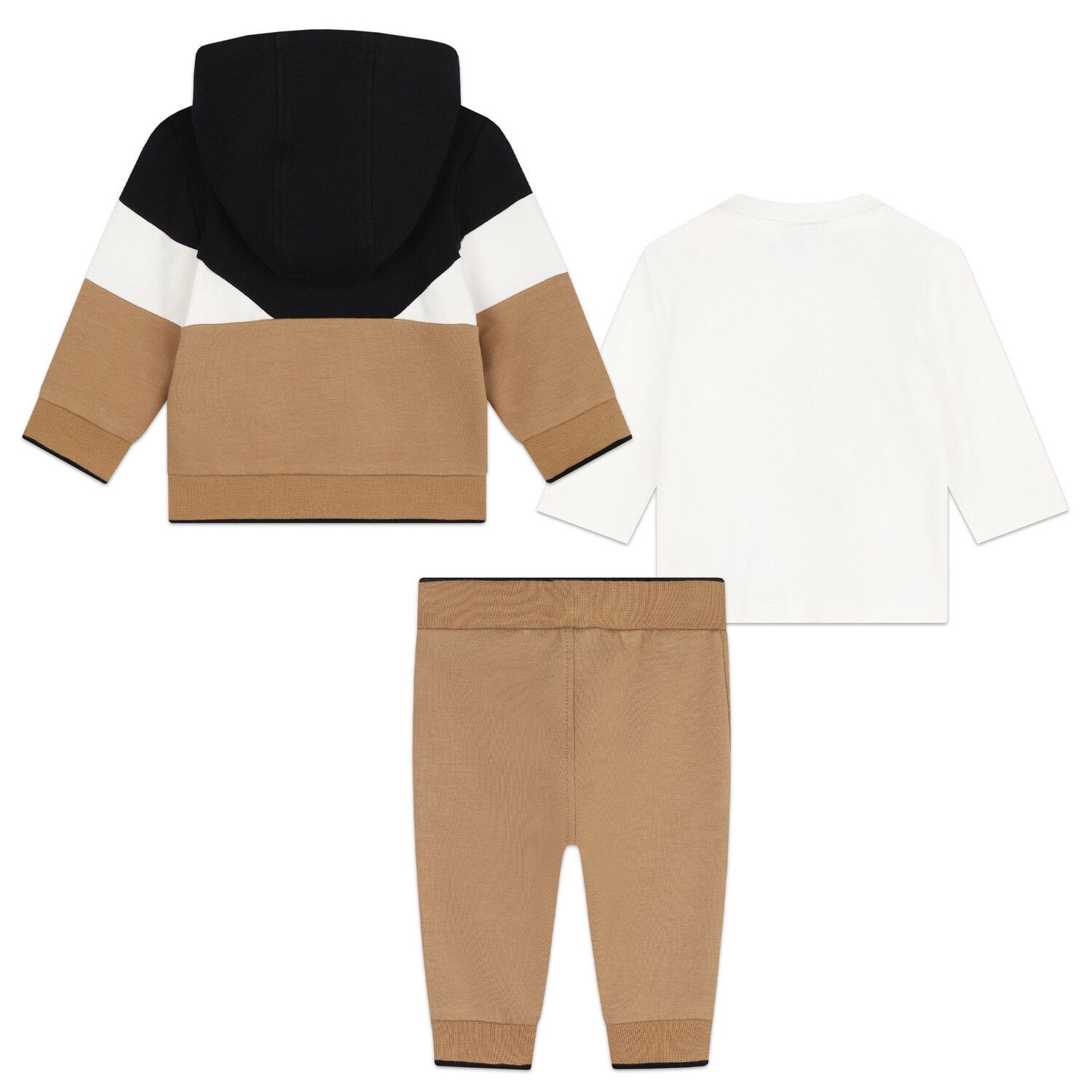 BOSS J51059 Baby Boy's Long Sleeve T-Shirt & Tracksuit Set 3PC – Brown