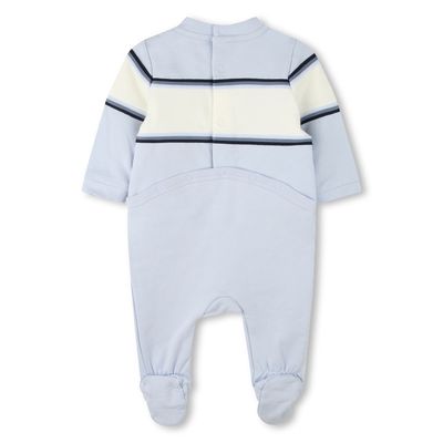 BOSS J51064 Baby Boy's LS Footed Onesie & Bib Set 2PC/ LT BLUE