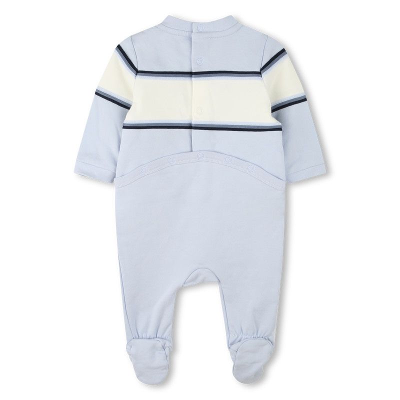 BOSS J51064 Baby Boy's Long Sleeve Footed Onesie & Bib Set 2PC – Lt Blue