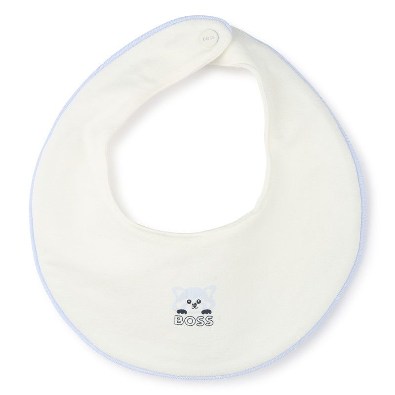 BOSS J51064 Baby Boy's Long Sleeve Footed Onesie & Bib Set 2PC – Lt Blue