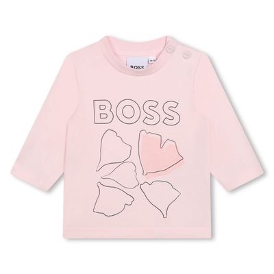 BOSS J51072/J51075 Girl's Long Sleeve Fancy Graphic T-Shirt & Legging Set 2PC – Pink