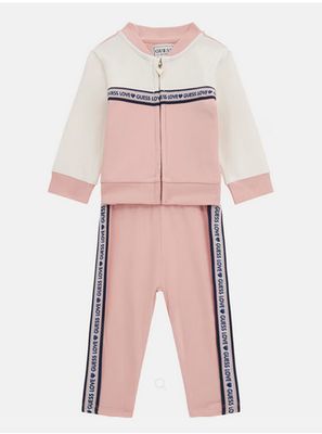 Guess A4YG15KA6V3 Baby Girl's Long Sleeve Active Top & Leggings Set 2PC – Cream & Pink Combo