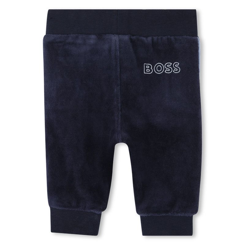BOSS J51058 Baby Boy's Long Sleeve Velour Tracksuit Set 2PC – Navy