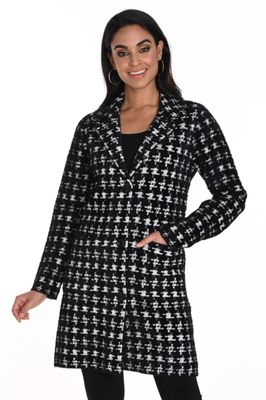 Frank Lyman 243427U Women's Long Sleeve Knit Jacket – Black- Off White