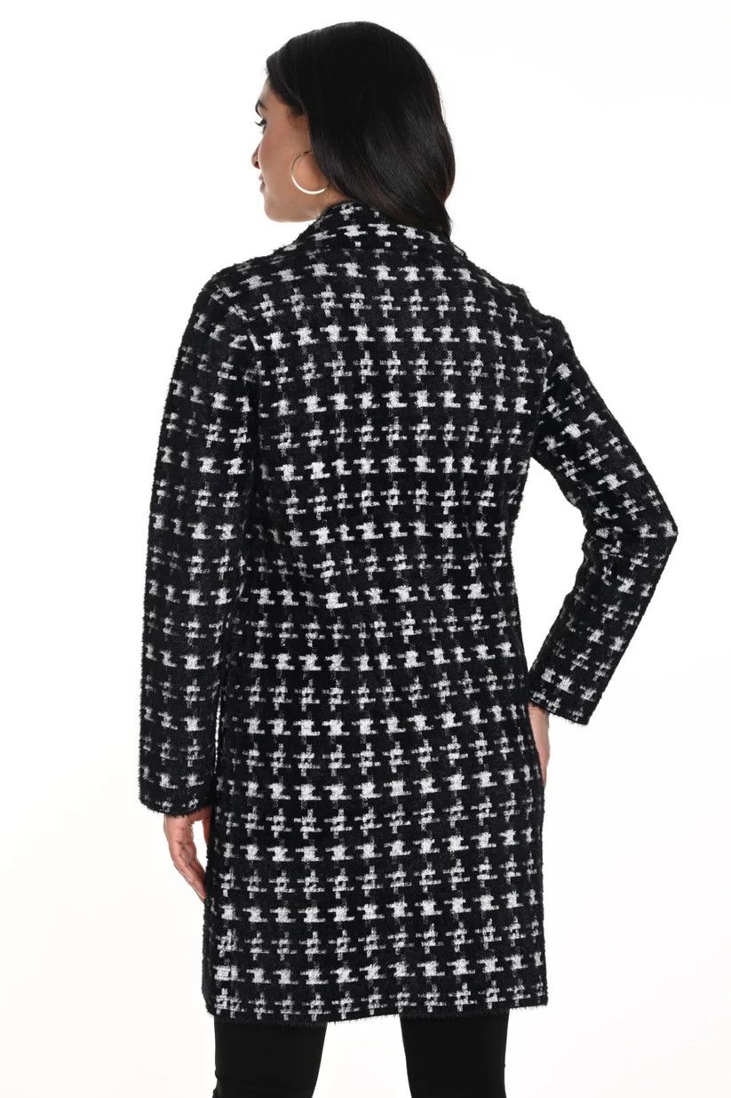 Frank Lyman 243427U Women's Long Sleeve Knit Jacket – Black- Off White