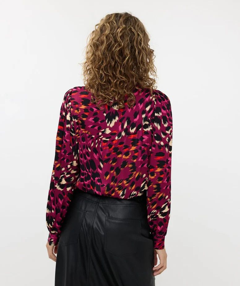 Esqualo F2414523 Women's Long Sleeve Autum Tigress Satin Blouse – Print- Plum