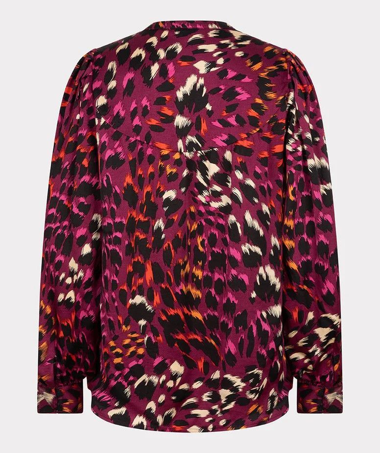 Esqualo F2414523 Women's Long Sleeve Autum Tigress Satin Blouse – Print- Plum