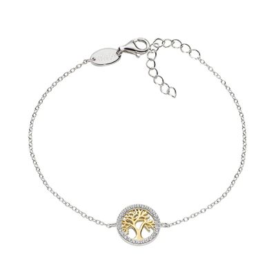 Amen BRALBGZ3 Women's Silver Golden CZ Tree of Life Bracelet - Tree of Life