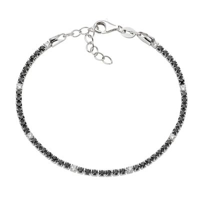 Amen BT7BBN16 Women's Silver Black & White CZ Tennis Bracelet - Tennis