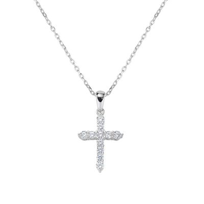 Amen CLCRBBZ3 Women's Silver White CZ Cross Necklace - Sacred Crosses